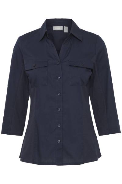 Billede af Fransa Pastin Shirt Navy Rib effekt